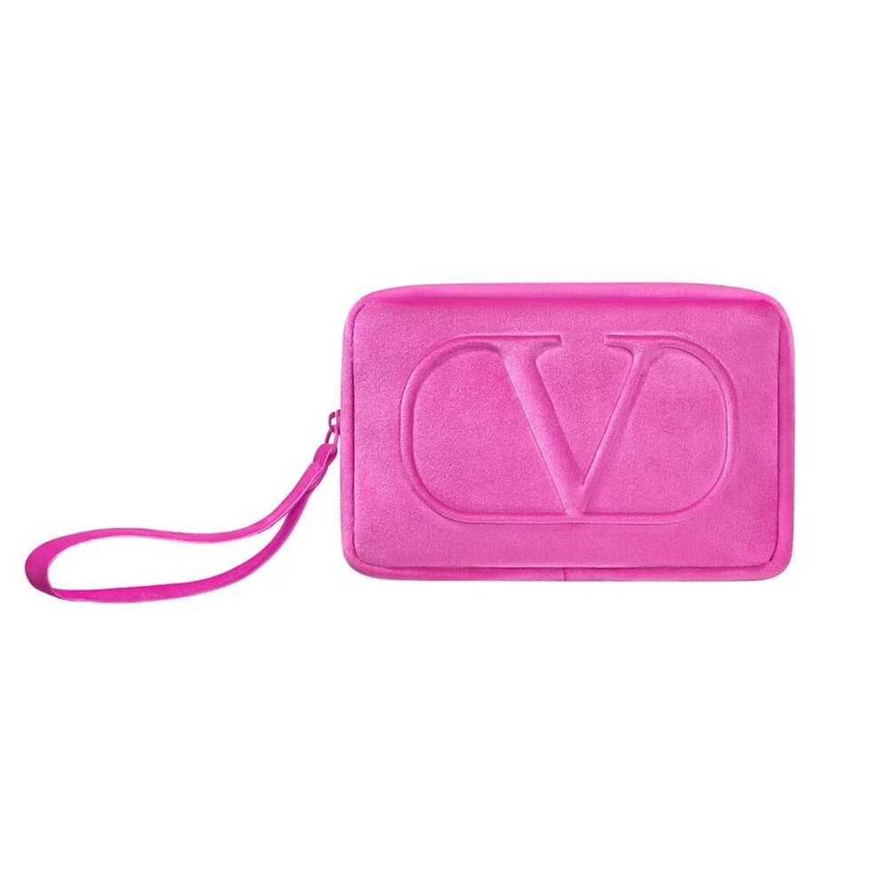 Valentino Phone pouch , make up travel pouch with wrist In Rose Pink NEW